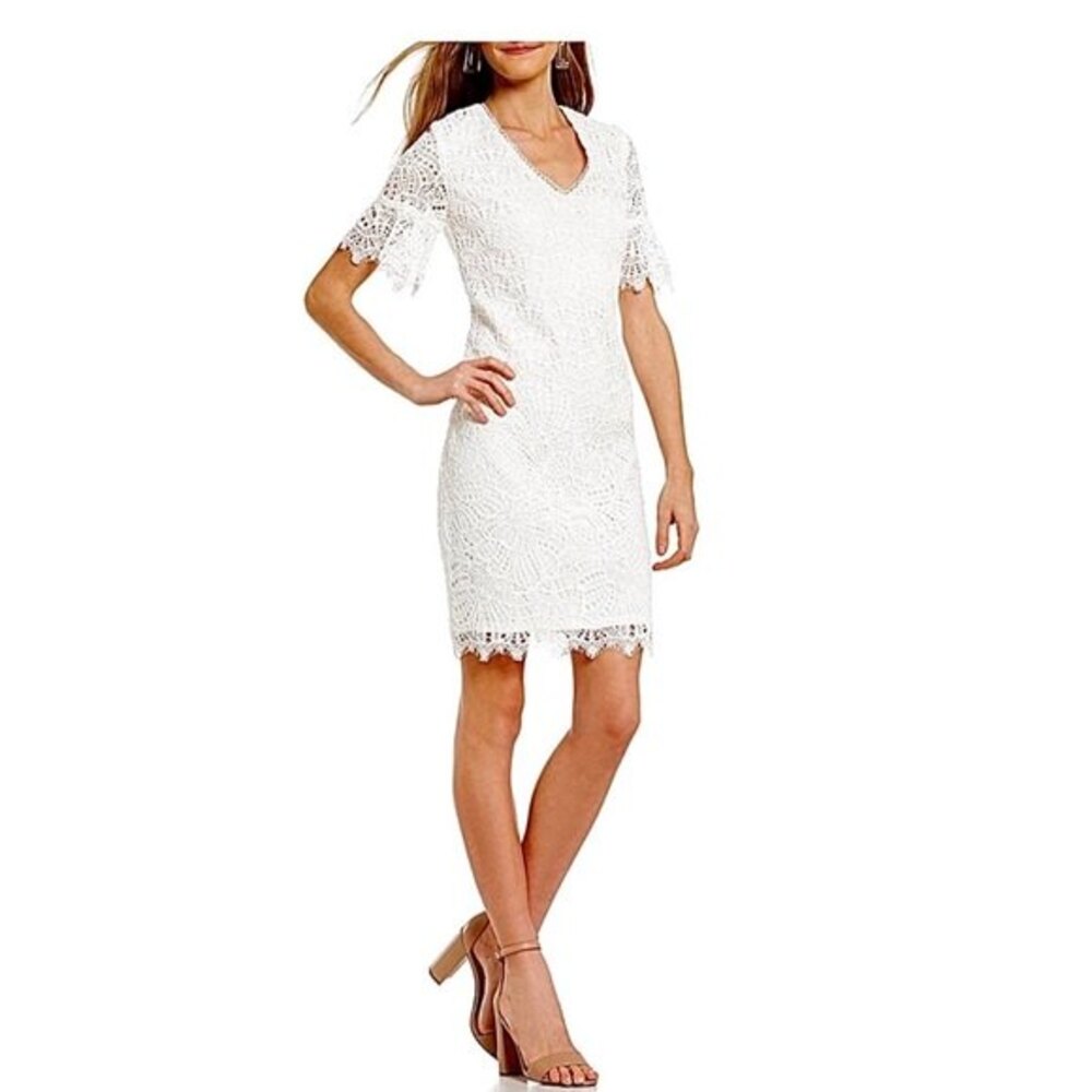 Trina Turk Darling Lace Sheath Dress in White 2 NWOT